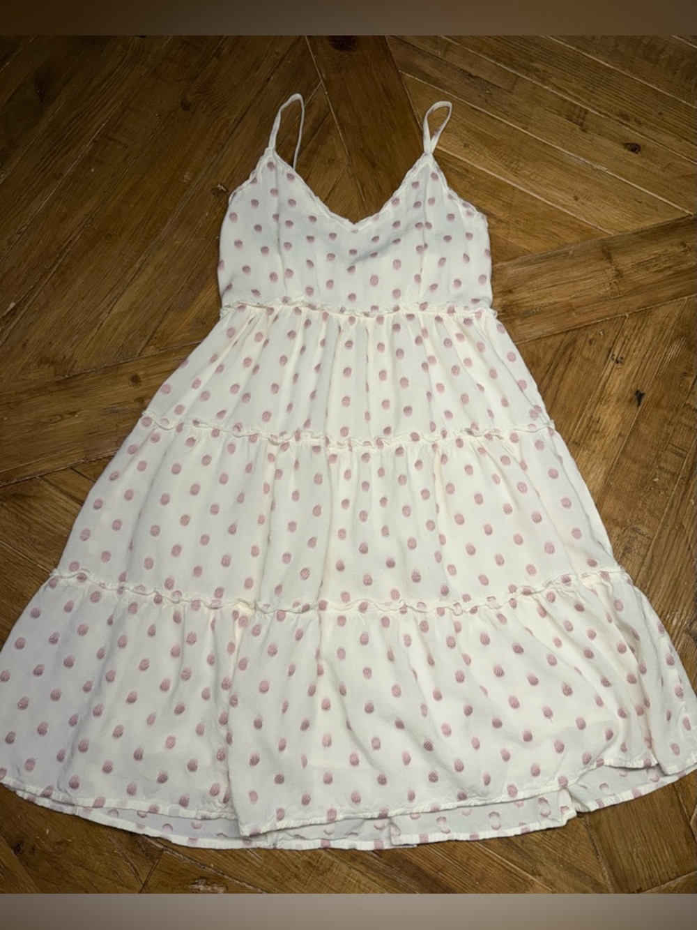 Sim & Sam Polka Dot Midi Dress - Ivory & Lavender - Size Medium